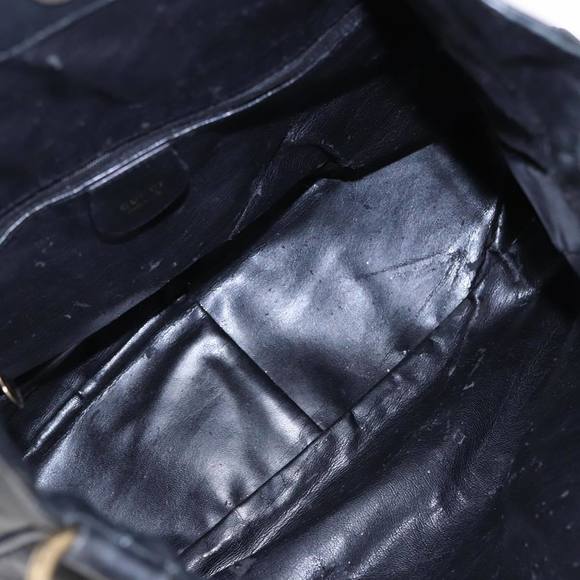 GUCCI Bamboo Hand Bag Leather 2way Black 001 1577 Auth 81330 - Picture 16 of 16